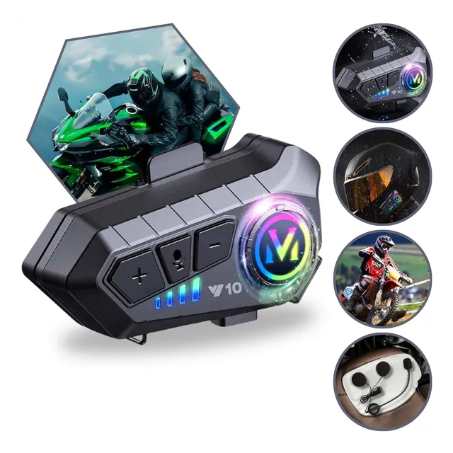 Fone De Ouvido Para Capacete Bluetooth Headset Rgb Sem Fio