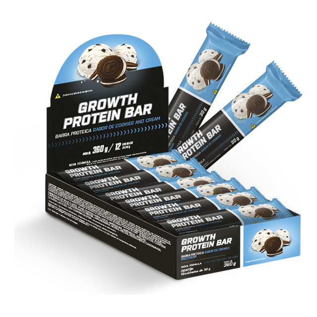 Barra De Proteína (cx. 12 Unid.) Growth Supplements - Sabor Cookies & Cream
