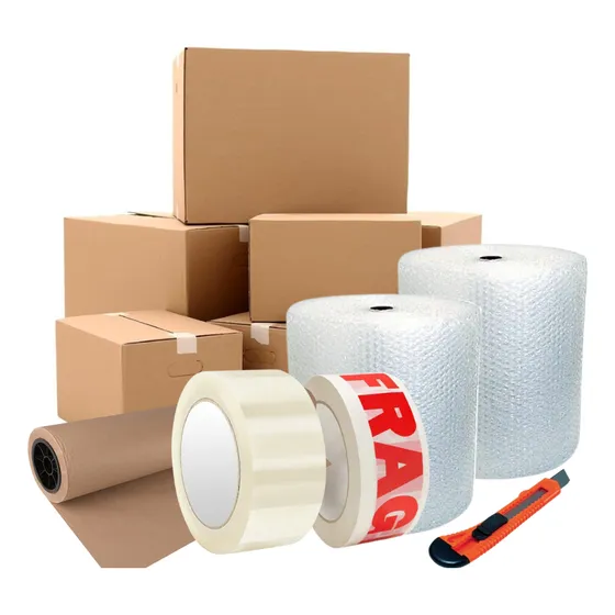 Pack De Mudanza Básico: Cajas+burbujas+cinta+papel Kraft