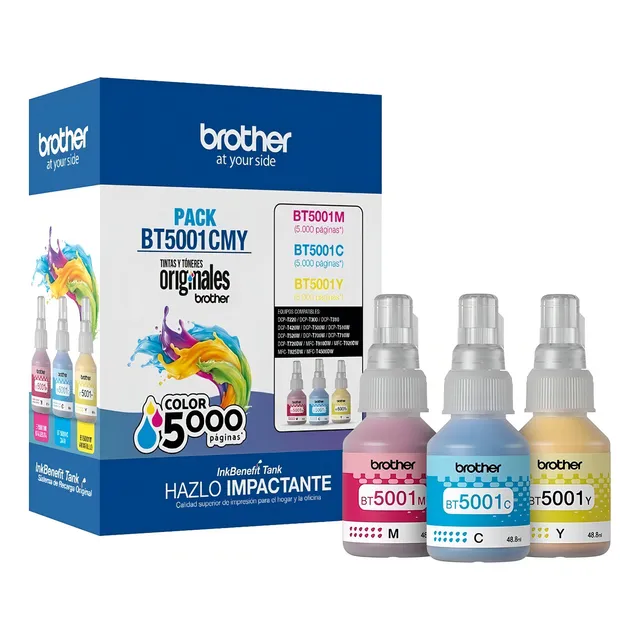 Tinta Para Impresora Brother Bt5001 Color Cian, Magenta Y Amarillo