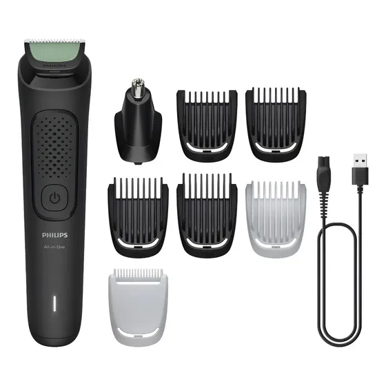 Aparador e Barbeador Elétrico All-in-One Série 3000 8 em 1 : Visual completo para rosto, cabelo e co