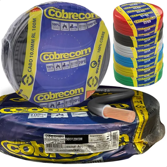 Fio Cabo Flexível 10mm Preto Rolo 100m Cobrecom Com Nf
