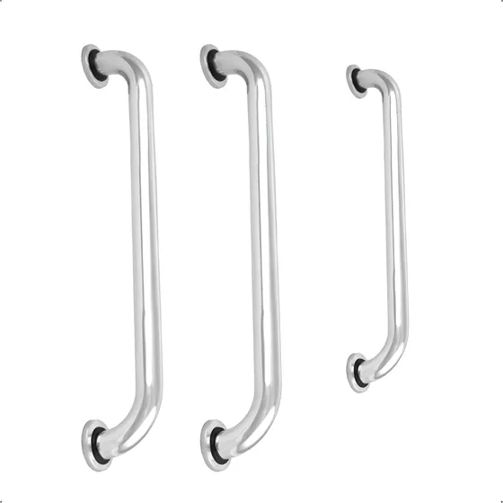 Kit Barra De Apoio Segurança Corrimão 2 De 50cm E 1 De 30 Cm