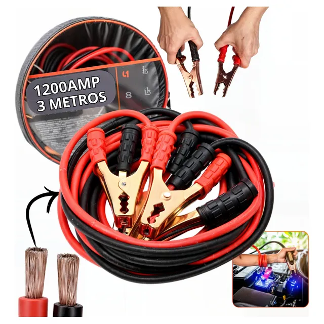 Cabo Bateria Fazer Chupeta Emergência Automotivo 1200amp 