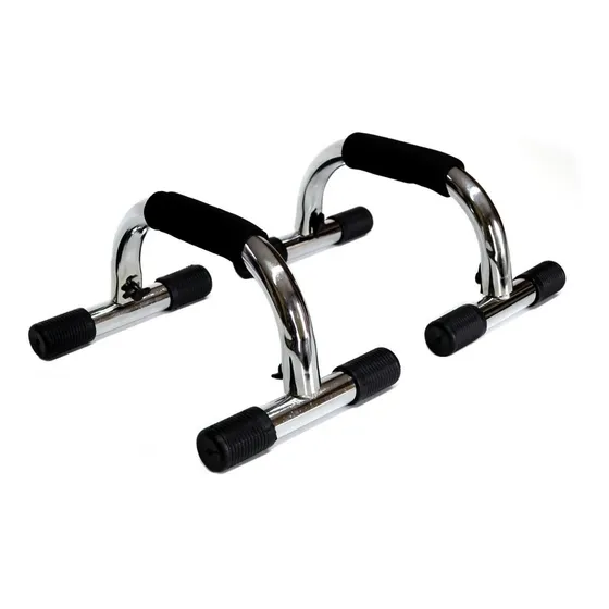 Push Up De Acero Cromado(par) Barra Para Flexiones De Brazos Color Metalico