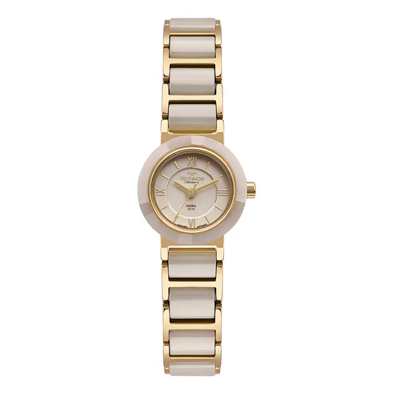 Relógio Technos Feminino Ceramic/saphire Dourado - 2035lwf/1 Bisel Bege