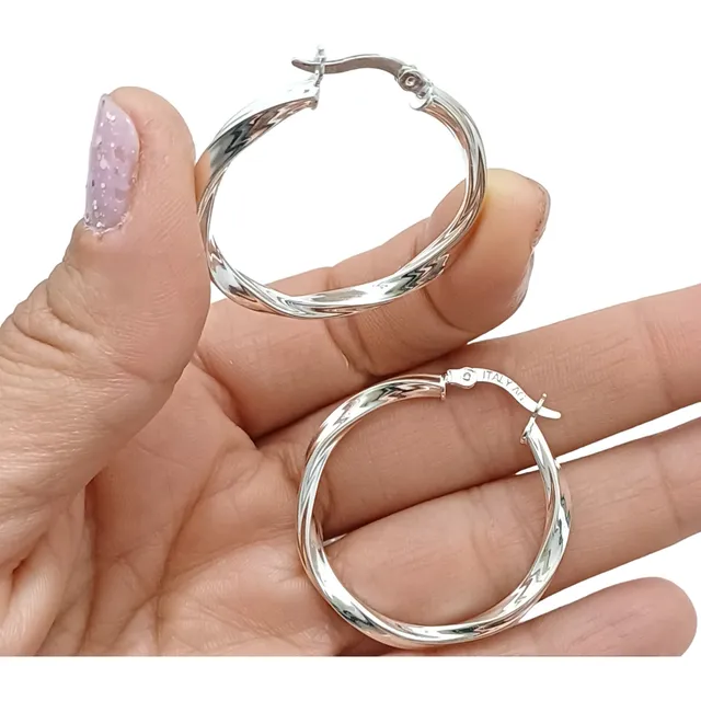 Aretes Candongas En Plata 925 Melcocha Medianas
