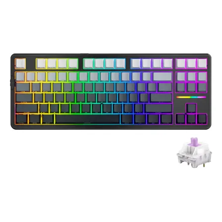 Teclado Gamer Mecánico Inalámbrico 87 Teclas Rgb Tres Modos