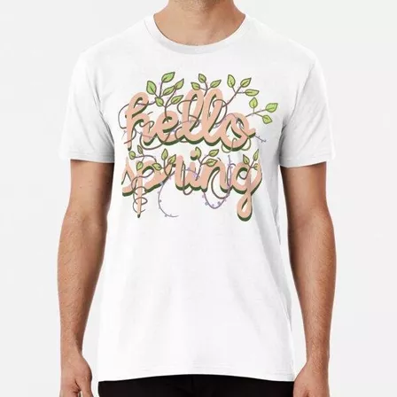 Remera Hola Letras De Primavera Con Hermoso Patrón Botánico 