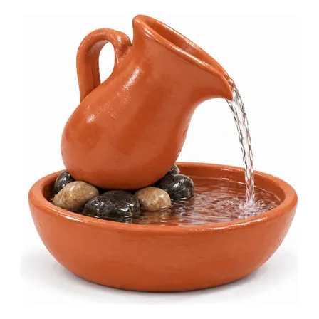 Jarro De Barro Para Fonte De Água Decorativa Com Furo 15cm Cerâmica Bivolt