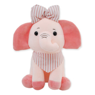 Peluche De Elefante Rosa Moño Niñas Animales Juguete 24cm Peluche De Elefante Rosa Moño Niñas Animales Juguete 24cm