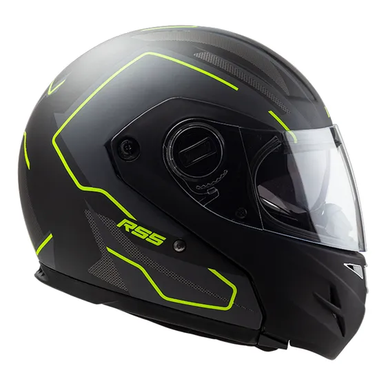 Casco Moto Hawk Rs5 Vector Resistance Rebatible Doble Visor Color Negro/amarillo Diseño Resistance Negro/fluo Tamaño Del Casco Xl