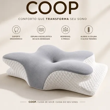 Travesseiro Ortopédico Cervical Borboleta Coop Cinza