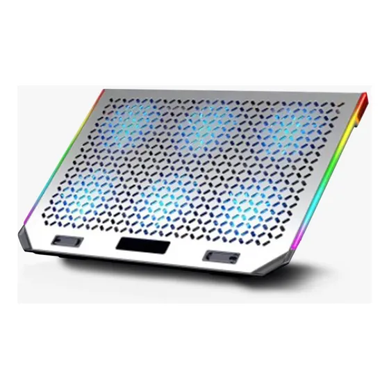 Base Ventilador Enfriador Notebook 6 Fans Aluminio Rgb 2 Usb Color 283165 LED Multicolor