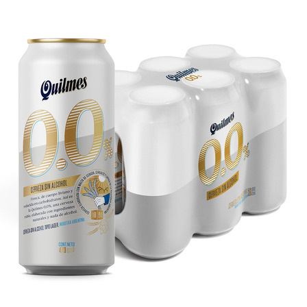 Cerveza Quilmes 0.0% Sin alcohol rubia sin alcohol lata 473 mL 6 u