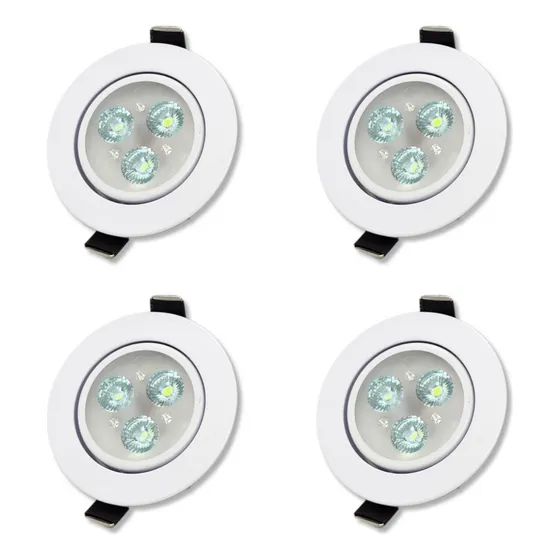 4 X Spot De Led Embutir 3w 12v Branco Frio Para Barco