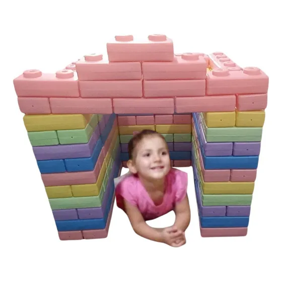 Bloques Gigantes De Construccion Encastrables X100 Pastel