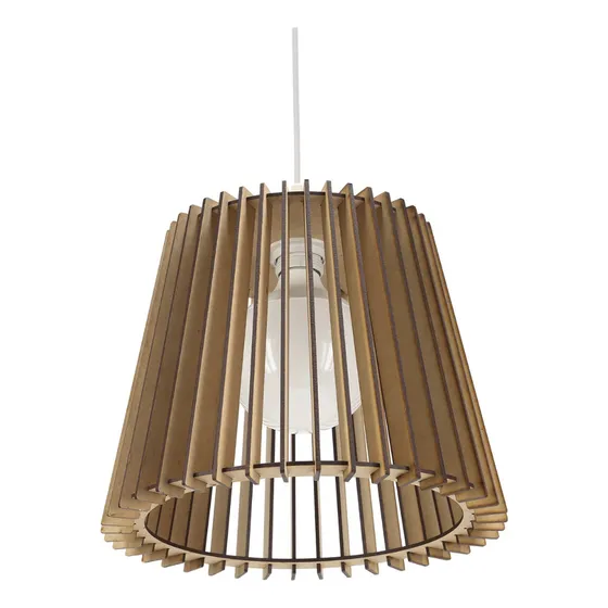 Lampara De Techo Colgante Moderna 30cm Conica Nordico madera Mdf IMBACK Color Cable Blanco