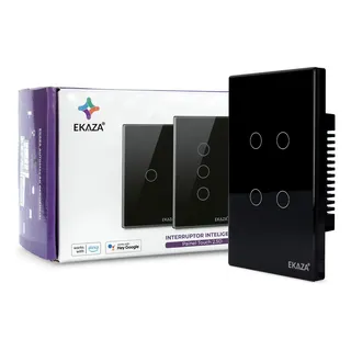 Interruptor Inteligente Wifi Ekaza 4 BotÔes Teclas Touch Tuya Smart Life Alexa Google Smart Preto Interruptor Inteligente Wifi Ekaza 4 BotÔes Teclas Touch Tuya Smart Life Alexa Google Smart Preto