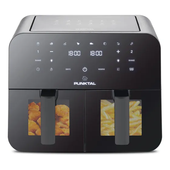 Freidora Sin Aceite Punktal Pk-909fd 2400w Doble Canasto Eh Negro