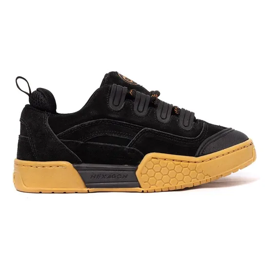 Tênis Qix Hexagon Preto Natural Modelo Antigo Grosso Retrô
