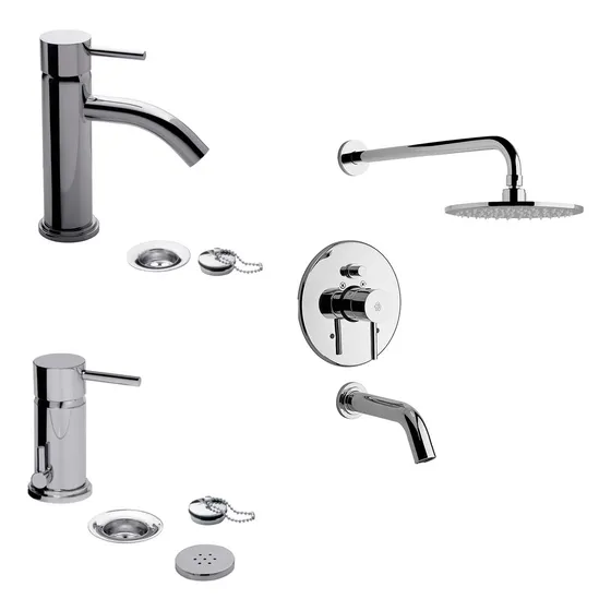 Set Grifería De Baño 3 Piezas Temple Fv Con Lavatorio Mesada
