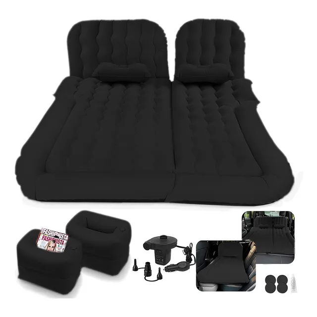 Colchon Inflable Con Compresor 12v Y 2 Almohadas Para Auto