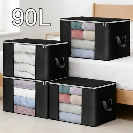 Kit 4un Saco Organizador Edredon Cobertor Multiuso Dobrável Preto