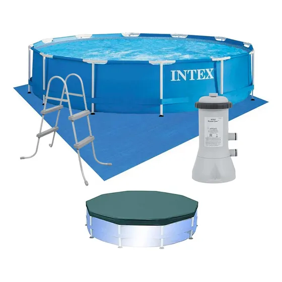 Piscina Estrutural Armação Azul 6.503 Litros Completa  Intex