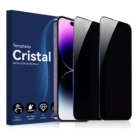 2 Piezas Mica Privacidad Cristal Templado 9d Para iPhone 