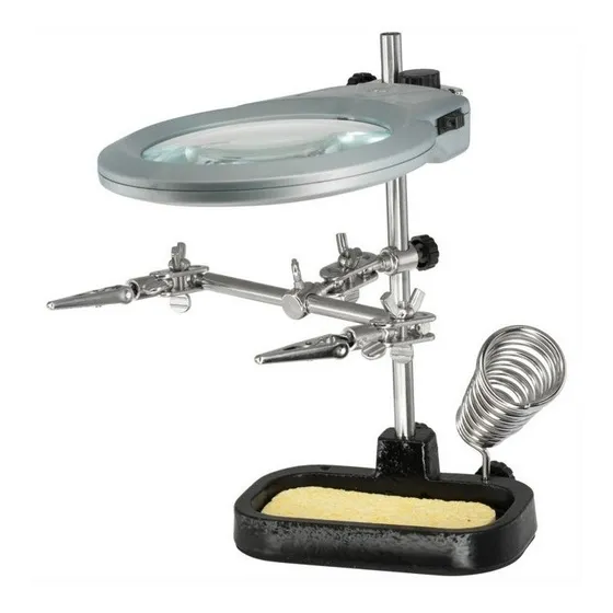 Soporte Sujetador Con Lupa Luz Led - Takema Zd-10mb