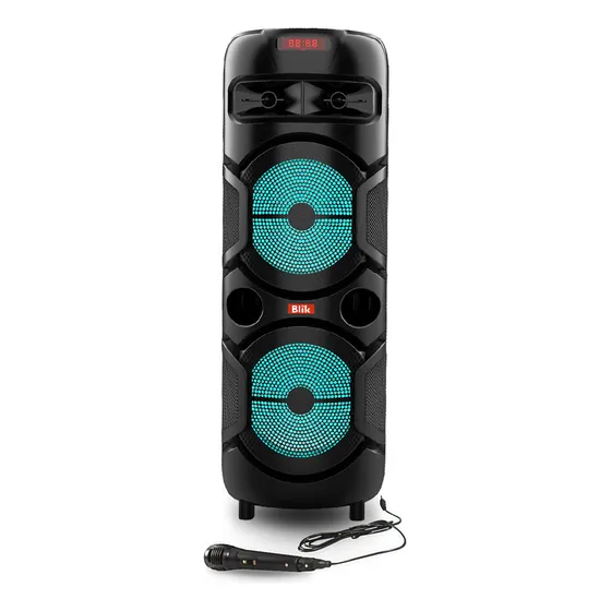 Parlante Bluetooth Karaoke Con Micrófono Blik Wavemax2 potencia de 4.000WPMPO hasta 8 Hrs de batería, Luces RGB, sonido potente y de calidad con bajos profundos y multiples opciones de conexion