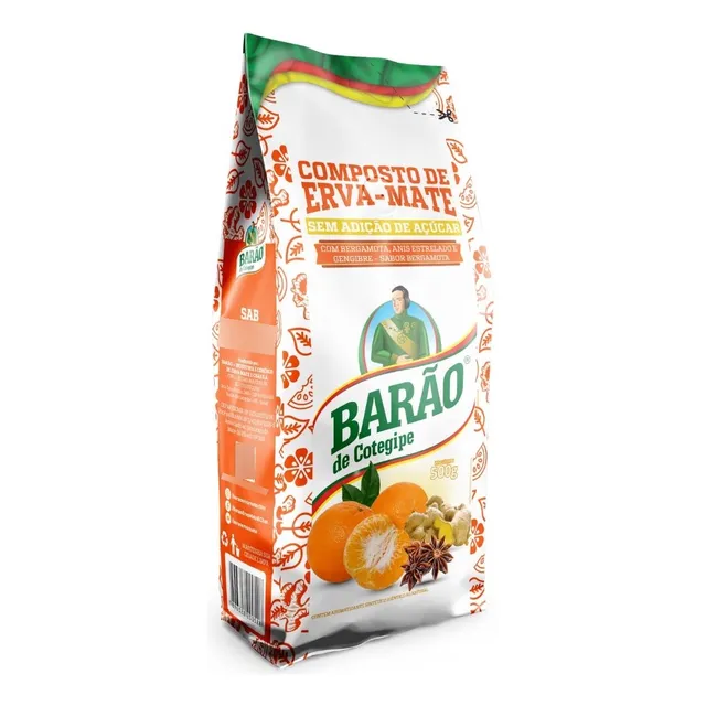 Erva Mate Composta Com Bergamota Anis Gengibre 500g Barão