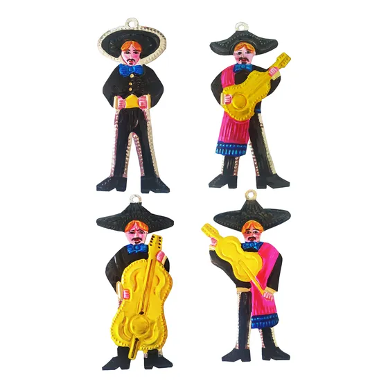 Gifts Adorno Lata Mexicana Arte Juego 4 Mariachis