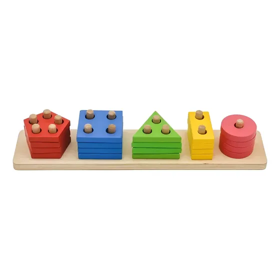Juego De Encaje Apilable Figuras Geométricas De Madera