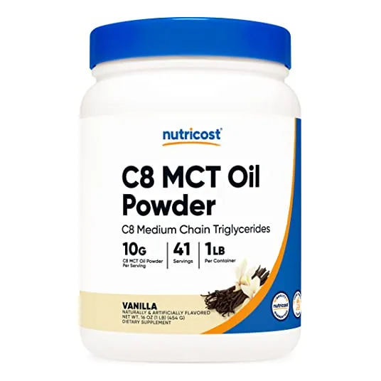 Aceite Mct En Polvo Nutricost C8 454 G (sabor A Vainilla) 95