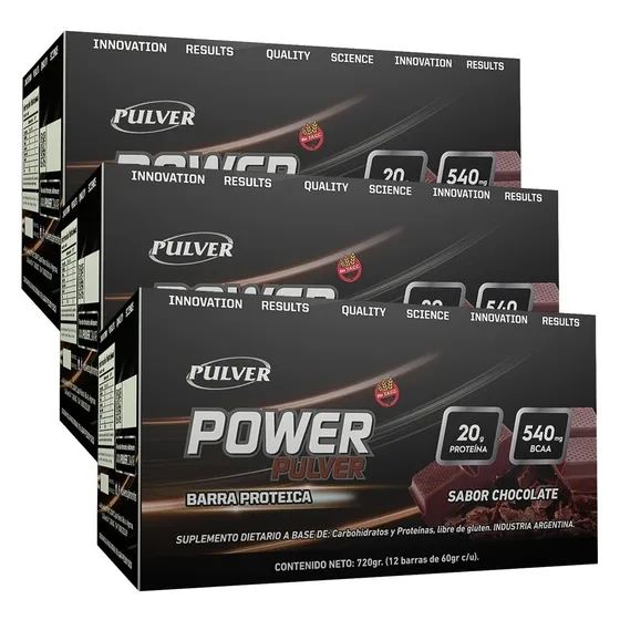 3 Cajas X12 Barras Proteicas Pulver Snack Proteico Saludable