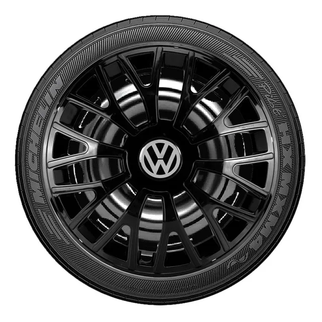 Jogo Calota Triton Unicolor Aro 14 Preta Vw Fusca