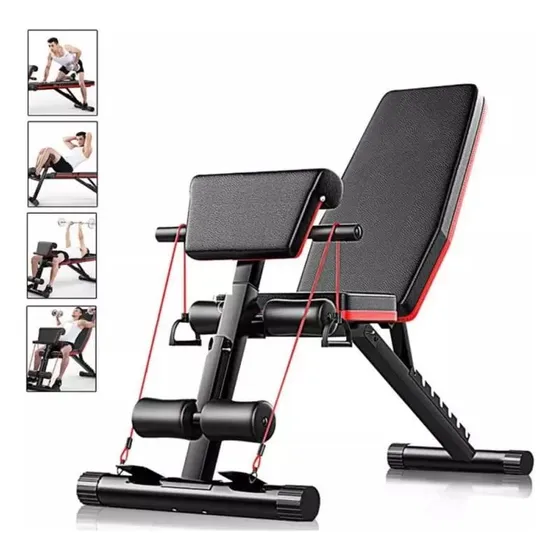 Banca Multifunciónal Abdominal Plegable 7 Niveles+2 Ligas