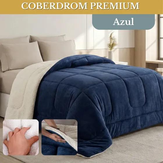 Coberdrom Queen Sherpa Dupla Face Edredom Inverno Tecido Pele Lã Carneiro Manta Cobertor Casal Antia
