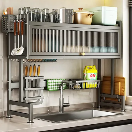 85cm Escorredor Louças Organizador Cozinha E Kit Brinde 85cm-preto