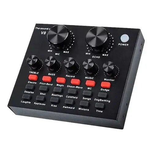 Placa Consola De Sonido Audio Efectos Grabación Streaming V8 Vt-power Usb Microfono miniplug