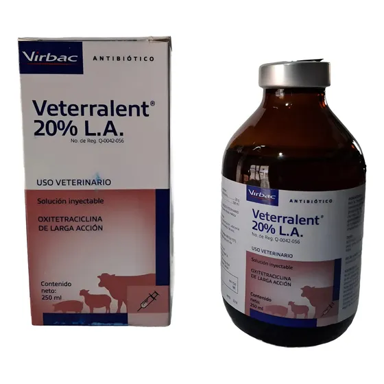 Veterralent 20% L.a. Oxitetraciclina De Larga Accion 250ml