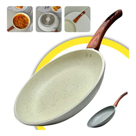 Frigideira Ceramica Antiaderente Fogão Cooktop Indução E Gás Creme Granito