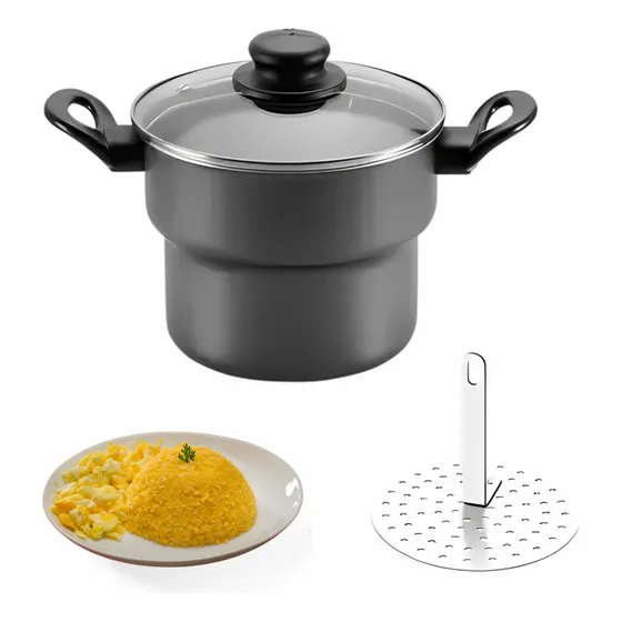 Cuscuzeiro Reto Tampa Antiaderente Panelux 16cm Grafite 2,5l