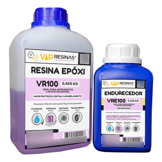 Resina Epoxi Vip Resinas Cor Transparente Baixa Espessura Uv Vr100 1,0 Kg Resina Epoxi Vip Resinas Cor Transparente Baixa Espessura Uv Vr100 1,0 Kg