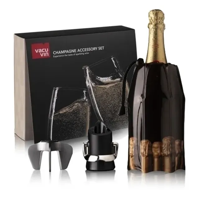 Set Champagne Vacuvin Abridor + Enfriador + Tapon Vacu Vin