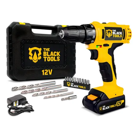 Parafusadeira Furadeira 3/8 Bivolt A Bateria 12v Cor Amarelo/preto Frequência 60
