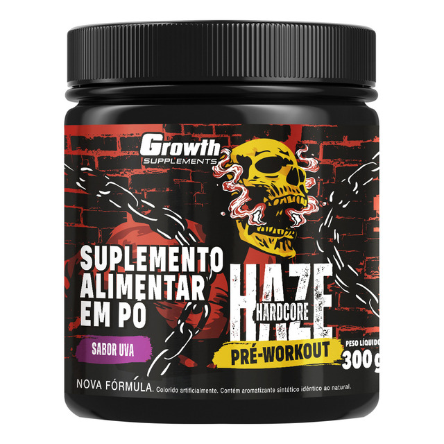 Pré-treino Haze Hardcore 300g Growth Supplements - Uva Pré-treino Haze Hardcore 300g Growth Supplements - Uva