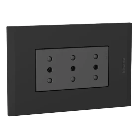 Enchufe Triplex 2p+t 250v Negro Black Bticino Nobile